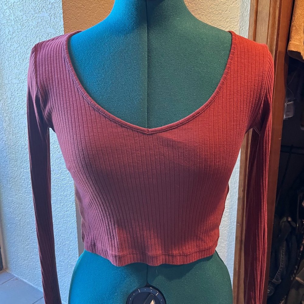 Topshop Long Sleeve Crop Top